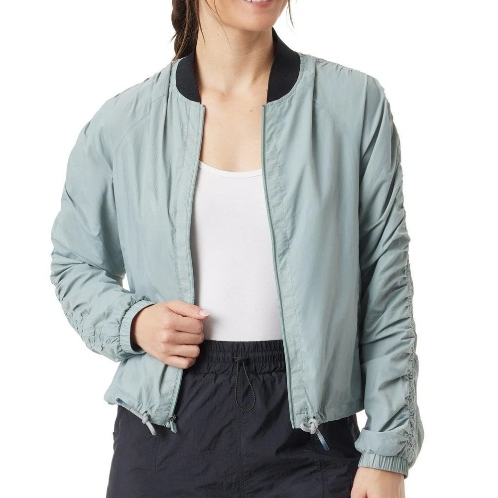 NWT Bass Outdoor Women's XXL Packable Bomber Jacket Sage Green Back Pocket